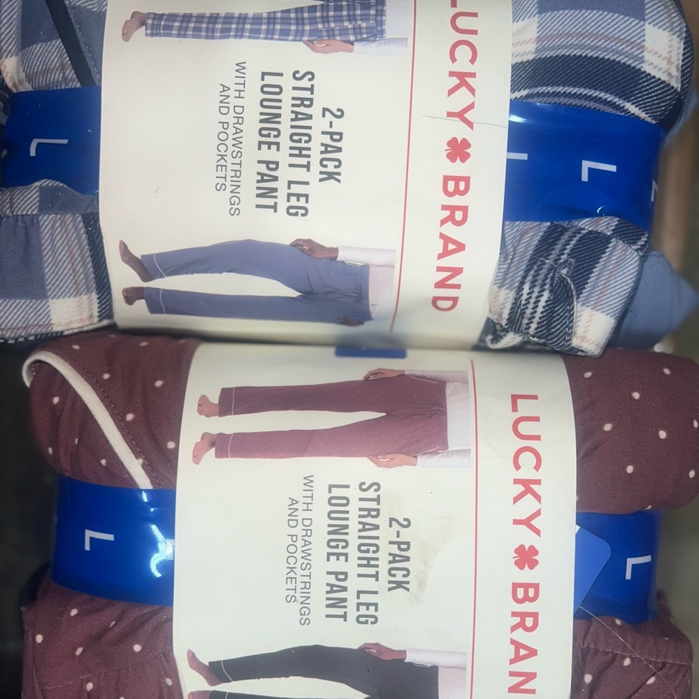 1pk Lucky Brand Blue Plaid or 1pkMaroon Dot Lounge Pants
